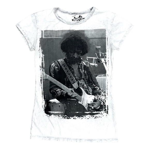 Rock Icons Jimi Hendrix T Shirt Junior’s Large Acid Wash Gray Black - Picture 10 of 10